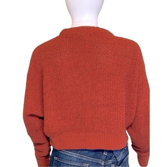 Derek Heart Juniors Terracotta Crop Crisscross Cable Knit Sweater Size-S NWT - Picture 3 of 7